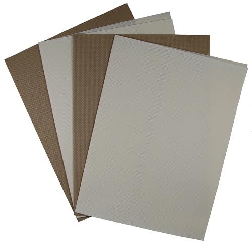 KCS 4/6 pc of 12" x 18"(30cmx45cm) 18CT Counted Cotton Aida Cloth Cross Stitch Fabric (4 pc,Cream+Khaki) - color: Cream+khaki, size: 4 pc