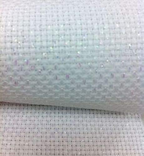 59" x 1 Yard 14ct Counted Cotton Aida Cloth Cross Stitch Fabric (White Opal) - color: White Opal