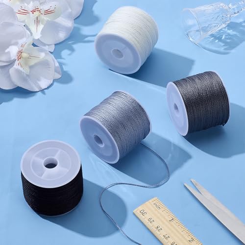 FREEBLOSS 4Pcs Sashiko Thread Sashiko Skein 110 Yards*4 Colors Grey Cotton Embroidery Sewing Thread Japanese Quilting & Embroidery Sashiko Kit Supplies - color: Gray