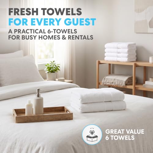 Simpli-Magic 79404 Bath Towels, White, 25x50 Inches Towels for Pool, Spa, and Gym Lightweight and Highly Absorbent Quick Drying Towels, 25 in x 50 in - style: Bath Towels