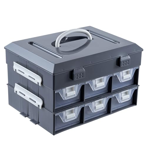 MyGift 11 Inch Hardware Organizer Case 24 Compartments 6 Drawers Gray - color: Dark Gray