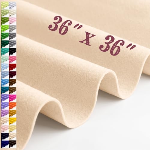 Large Felt Fabric Sheet 36 x 36 Inch, 1.6mm Thick (Beige) - color: Beige