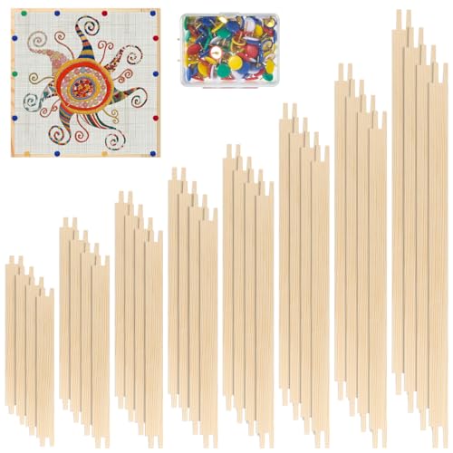 Foxtell 16 Sets Needlepoint Stretcher Bar Set, 8 Sizes Stretcher Bars for Needlework Art Supplies Wooden Canvas Stretcher Bar Set with 100 Pins Regular Stretcher Bars for Needlepoint Frame Set