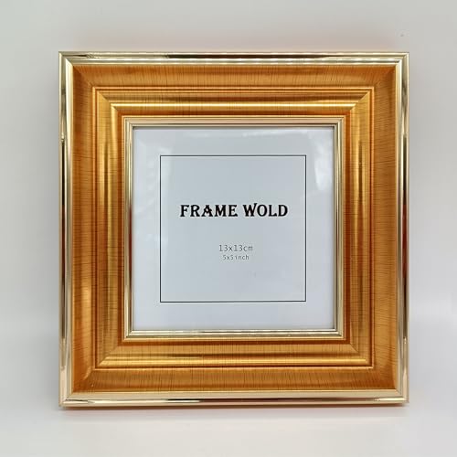 5x5 Gold Picture Frame, Real Glass, MDF, Black Backing, Wall/Tabletop - color: Gold, size: 5x5