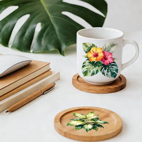 GLOBLELAND 18 Sheets Tropical Leaves Rub on Transfers Summer Leaf Transfer Stickers Decals UV DTF Cup Wraps for Furniture Vase Glass Bottle Table Decor - style: Tropical Leaves