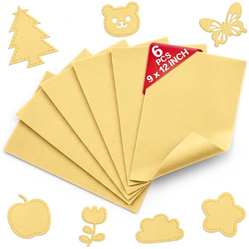 Pastel Yellow Soft Felt Sheets for Crafts, 9" x 12", 1.6mm Thick, 6 Pcs - color: Pastel Yellow