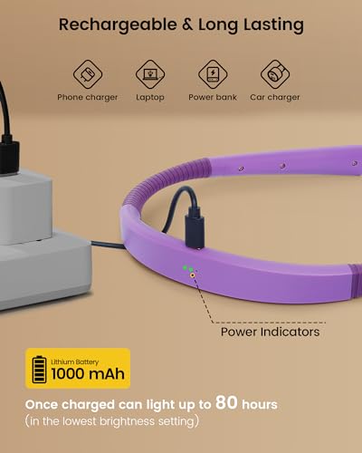 Glocusent Upgraded LED Neck Reading Light, Book Light for Reading in Bed - color: Purple, size: Slim-Medium