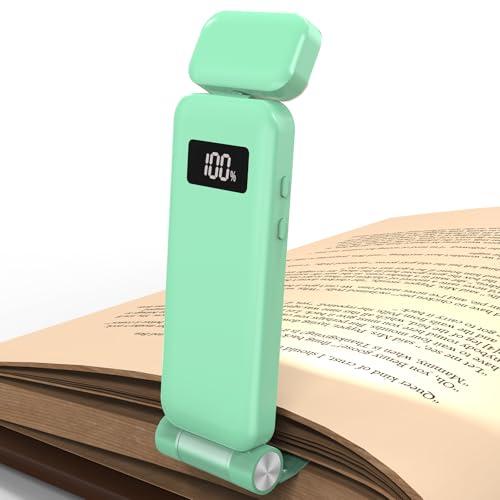 KTEBO Rechargeable Book Light with Clip & Battery Indicator, 9 Luminescence Modes, USB-C Portable 1.6 oz Ultralight Lamp for Night Reading in Bed, Readers - Green - color: Green
