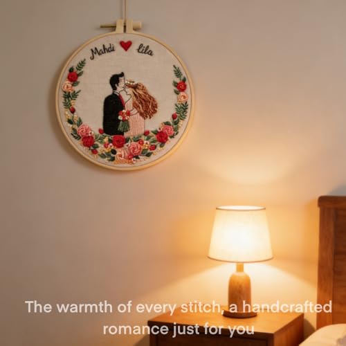 Wedding Photos Embroidery Starter Kit, Valentine's Day Gifts，DIY Needle Punch Kit, Punch Needle Kits for Beginners,Include Pre-Printed Fabric,Tools,Embroidery Hoop,Threads. (Wedding Photo No. 3) - color: Wedding Photo No. 3