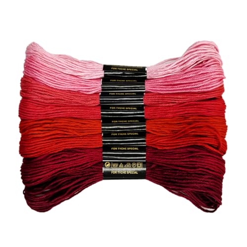 8 Shades Red Gradient Embroidery Thread Set - 8 Meters Each for Hand Embroidery Sewing Crafts (Pink to Burgundy Ombre)(67976) - color: Red Gradient 67976