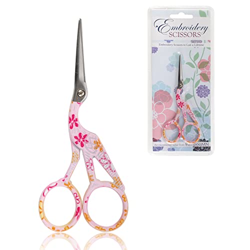 JubileeYarn Pointed Tip Embroidery Craft Stainless Steel Stork Scissors - Pink - 3 Units - color: Stork Pink, size: 3 Units