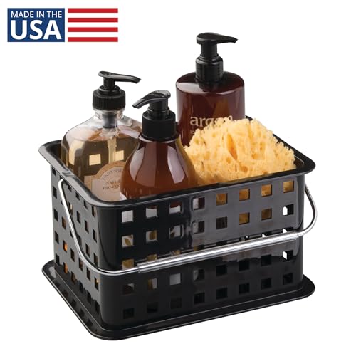 iDesign Plastic Shower Caddy Basket with Handle, Black - color: Black, style: Pack of 1