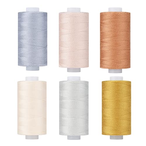 Simthread All Purpose Thread Polyester 400 Yards (6 Light Colors) - color: 6 Light Colors