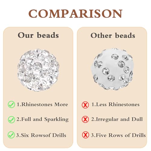 Jukercici 216 Pcs 10mm Clay Rhinestone Beads, Glitter Sparkle Baseball Bead, Shiny Disco Ball Design Beads for Jewelry Making, Craft Supplies for Adult Bracelets Necklaces Earrings Decoration (Kit 4) - color: Kit 4