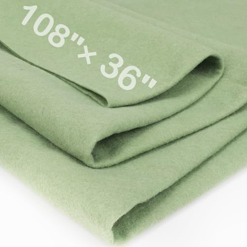 XSEINO Sage Green Large Felt Fabric 108" X 36 "(3 Square Yards), 1.4 mm Thick Soft Felt Fabric Sheet for Crafts, Green Series Colors Soft Nonwoven Fabric, Fit for Decoration, Sewing, DIY Crafts - color: Sage Green