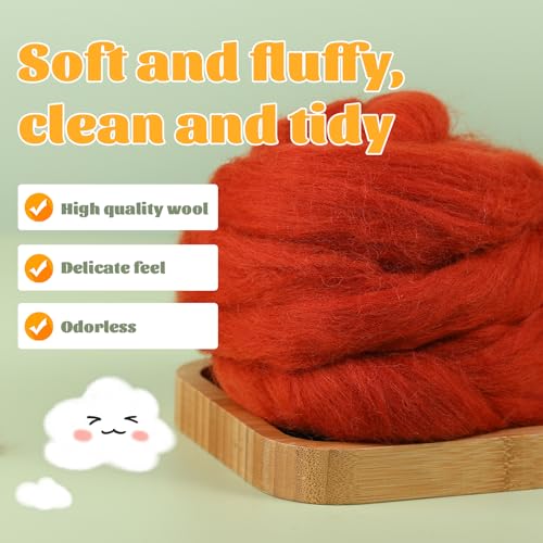 3.53oz Needle Felting Wool Roving for Needle Felting Red-Brown Felting Wool - color: red-brown