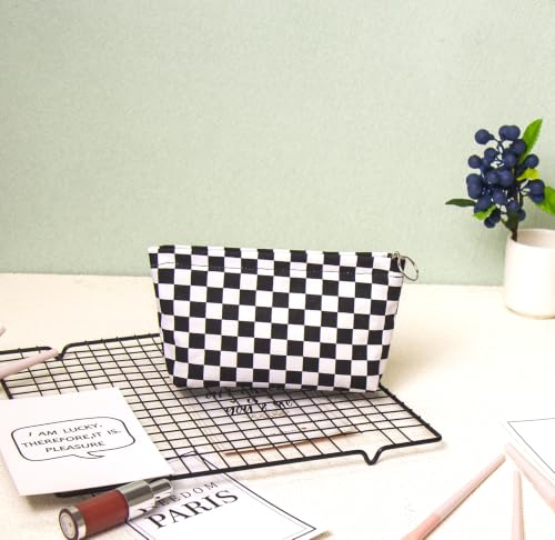 getgto 2 Pcs Makeup Bags, Large Cosmetic Bag Travel Toiletry Bag - color: Black Checker