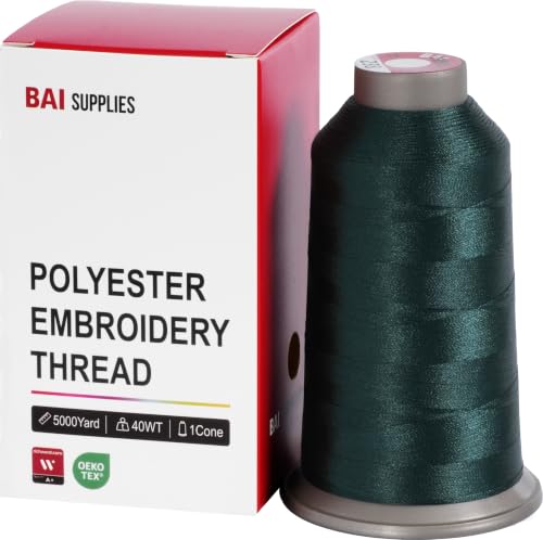 BAI Polyester Embroidery Machine Thread 5000 Yards Dark Forest Green+238 - color: Dark Forest Green+238