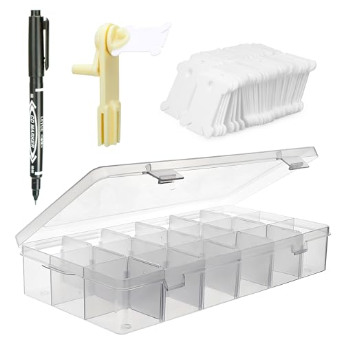 Embroidery Floss Organizer, 1 Removable 18 Compartments Cross Stitch Thread Storage Box with 100 Plastic Embroidery Floss Bobbins, 1 Floss Winder and 1 Marker - color: Transparent