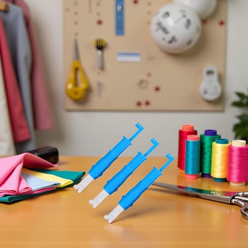 ZhangyiHot 3Pcs Blue Needle Threader, Elderly People Automatic Sewing Machine Needle Threader Line Inserter Tool for Hand Sewing