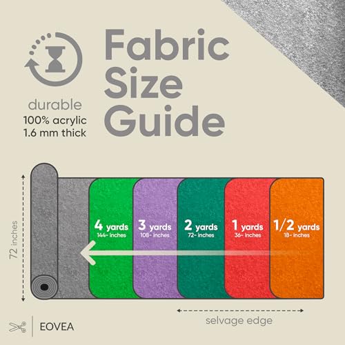 EOVEA | Acrylic Felt Fabric by The Yard | 72" Wide | 1.6mm Thick | Soft & Durable Non-Fraying Felt | for DIY Crafts, Sewing, Upholstery, Costumes & Padding(Heater Gray, One Yard) - color: Heather Grey, size: 1 Yard