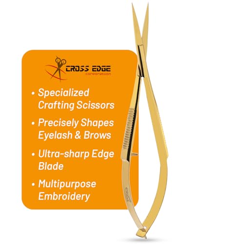 Cross Edge 5 Inch Straight Tip Spring Scissors, Gold - color: Cec-ss-02