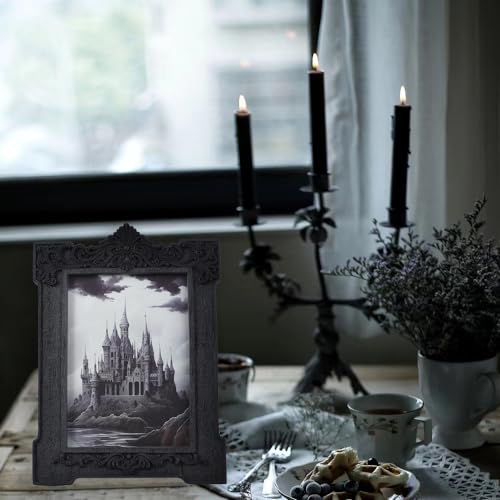 SIKOO Gothic Picture Frame 5x7 Ornate Victorian Black Vintage Picture Frames with Arch Design Tabletop and Wall Mount Display Gothic Victorian Decor - color: Black, size: 5 x 7