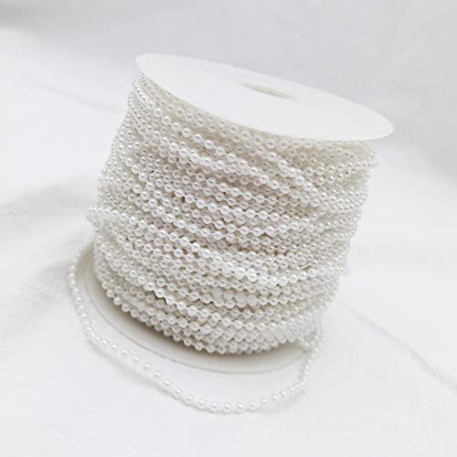 3MM Beaded Trim White Crafts Faux Pearl Beads Garland Roll Strand 164FT - color: White, size: 3mm