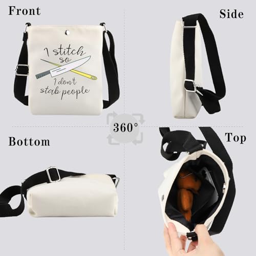 GJTIM Needleworker Gift Cross Stitch Project Bag I Stitch So I Don’t Stab People Sewing Project Bag for Cross Stitch Lover (Stab People CB) - color: Stab People CB