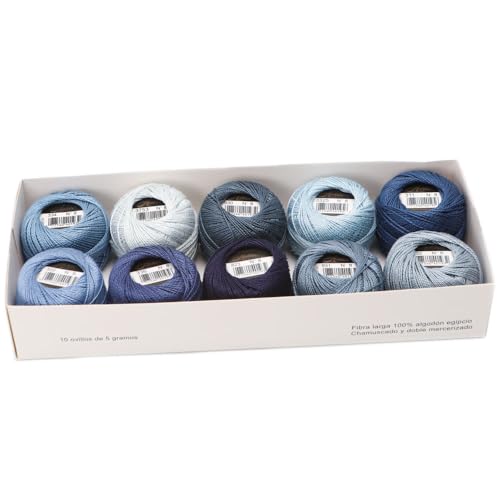 Size 8 Double Mercerized Egyptian Long Staple Cotton Pearl Thread Ball 5 Grams Rainbow Color Embroidery Thread 10 Colors per Box for Crochet Hardanger Cross Stitch Hand Embroidery (Set N) - color: Set N