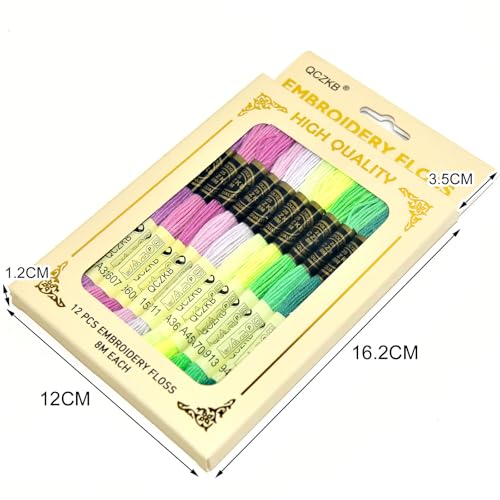 Premium Rainbow Color Embroidery Floss - Cross Stitch Threads - Friendship Bracelets Floss - Crafts Floss - 12 Skeins Per Pack Embroidery Floss,Green-Purple Gradient - color: Green-Purple Gradient