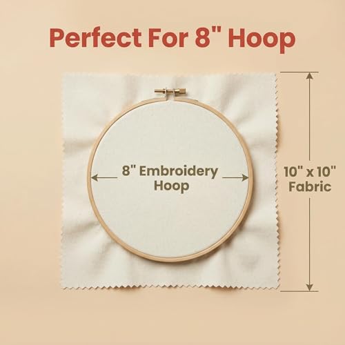 iNee Embroidery Fabric Squares Cotton, 10 Squares of 10 x 10-inch, Cream - color: Cream