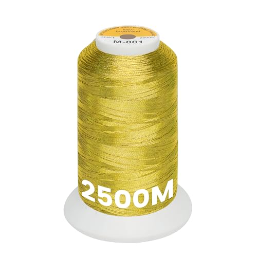New brothread Metallic Embroidery Machine Thread - Gold M-001 - color: 2500M Single Spool Gold M-001