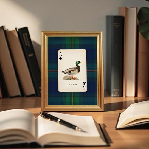 Wojuin Lucky Duck Ace of Clubs Illustration Framed Canvas Wall Art 8x10 in - color: Lucky Duck, size: 10"L x 8"W