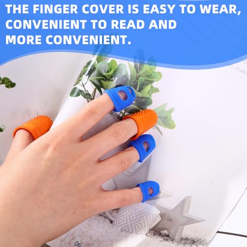 Zonon 20 Pcs Rubber Thimble Finger Protector,Blue,Orange - color: Blue,orange