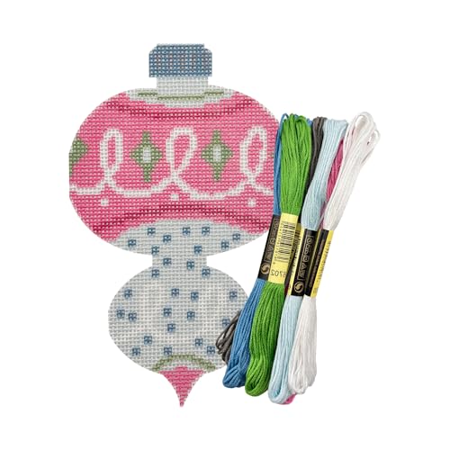 Howie's Needlepoint Needlepoint Kits, 18CT Printed Embroidery Pattern Starter Kits, Stamped Patterns Canvas Kits(Pink&Green Gourd,3.2x5.2inch) - color: Pink&Green Gourd