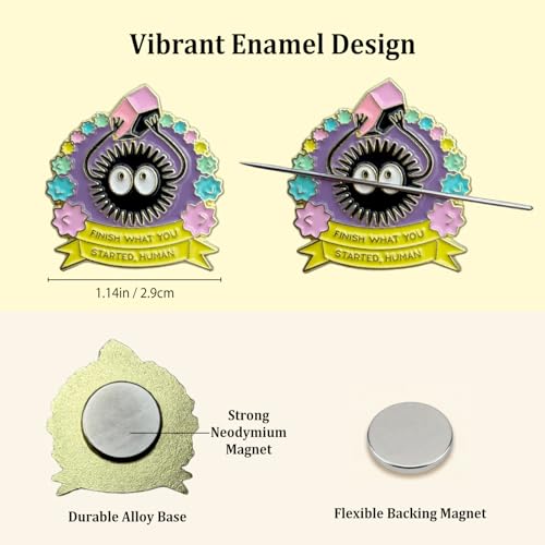 PARKUVALLEY 2pcs Cute Soot Sprite Magnetic Needle Minder - size: 2pcs Soot Sprite