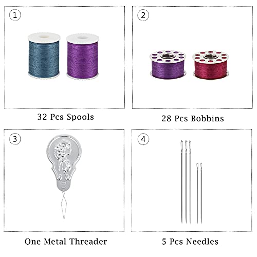 NEX 60 Pcs Sewing Thread Kit, Polyester Mini Bobbins and Thread Spools