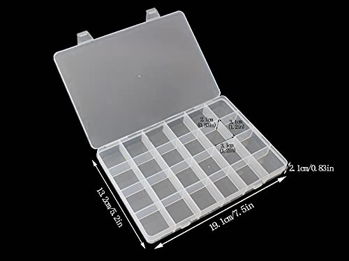 4 Pack 24 Grid Fixed Divider Clear Storage Box for Beads - size: 4pcs 24 Grids Box