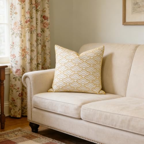 Slow Cow Embroidered Throw Pillow Cover 18 x 18 Inch Yellow - color: Yellow Ice Cream, size: 18" x 18" (Pack of 1)
