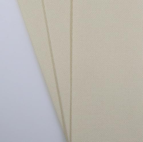 KCS 3 pc of 12" x 18"(30cmx45cm) Counted Cotton Aida Cloth Cross Stitch Fabric (Cream,18CT) - color: Cream, size: 18CT