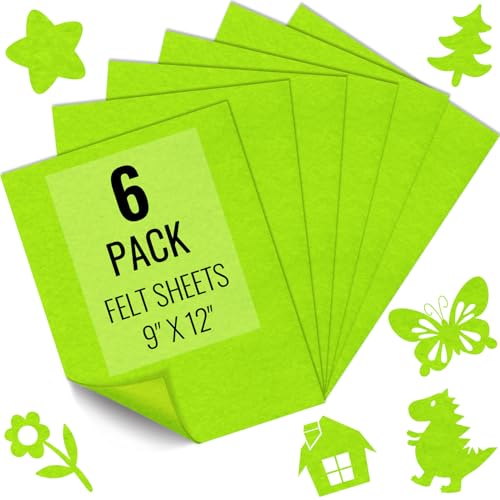 IONTACH 9" X 12" Soft Felt Sheets 1.6mm Thick (6 Packs, Apple Green) - color: Apple Green
