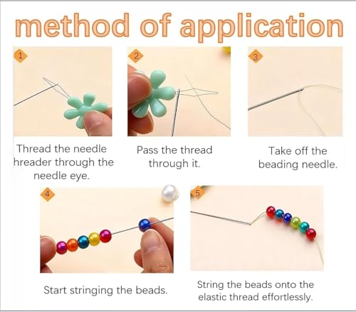 floatingsnow 60 Pcs Beading Needles for Jewelry Making, Size 10 Straight Fine Seed Beads Needles with Scissors and Threader for Beading, Embroidery