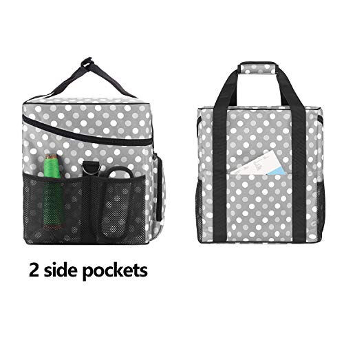 LUXJA Serger Machine Carrying Case with Bottom Wooden Board, Gray Dots - color: Gray Dots