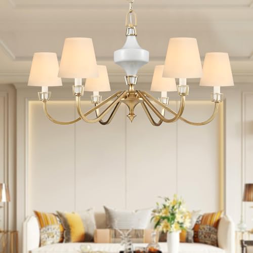 Fuloon Small Lamp Shades Clip on Bulb, Modern European Style Mini Lamp Shades for Chandelier, French Country White Chandelier Lampshades, 3.5x5.1x5.5 in, 6 Pack (Linen White) - color: Linen White, size: 6 Pack