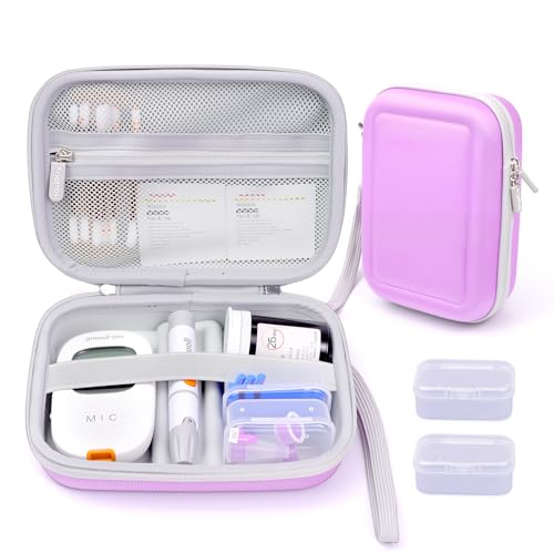 Diabetic Supplies Travel Case for Glucose Meter Diabetes Testing Kit-Violet - color: Violet