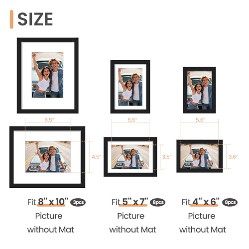 upsimples Picture Frames set of 19, Including 8x10, 5x7, 4x6 Black Frame - color: Black