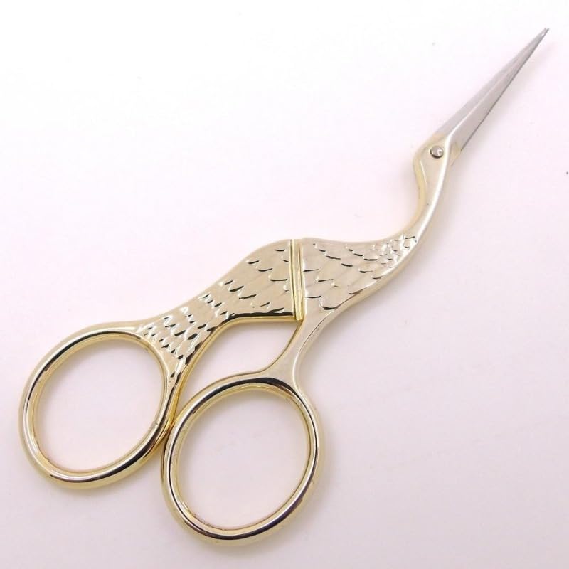 13cm Vintage Style Stork Crane Scissors Antique Cutter Embroidery Tea Scissors Beauty (gold) - color: Gold