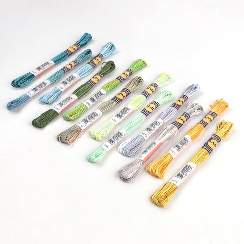 12 Skeins Variegated Mercerized Egyptian Cotton Gradient Color for Embroidery Floss Cross Stitch Threads Friendship Bracelets Floss Craft Flossd (12 Colors Set A) - color: 12 colors set A