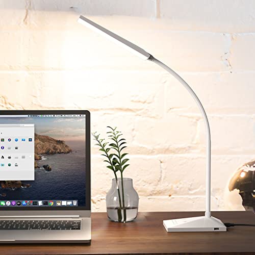 Vansuny Eye-Caring LED Desk Lamp, Reading Light with USB Charging Port - color: White USB Charger
